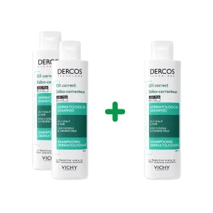 Pachet Dercos sampon sebocorector par gras, 200 ml, Vichy